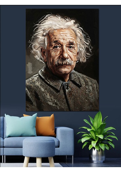 Einstein Ünlü Bilim Adamı Dekoratif Kanvas - Mdf Ahşap Tablo fiyatları