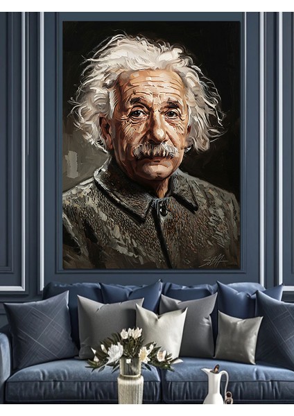 Einstein Ünlü Bilim Adamı Dekoratif Kanvas - Mdf Ahşap Tablo fırsatları