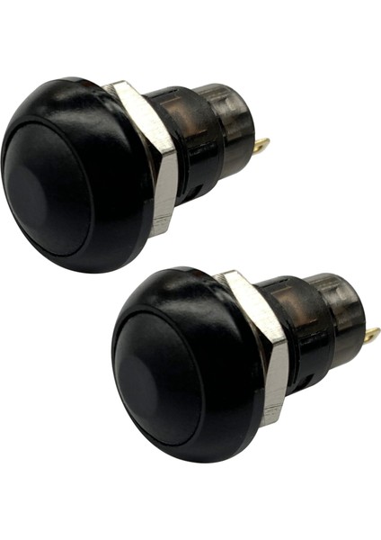 2x Off Mandal Su Geçirmez 12MM Push Düğme Anahtarı Spst 2A IP67 Siyah (Yurt Dışından)