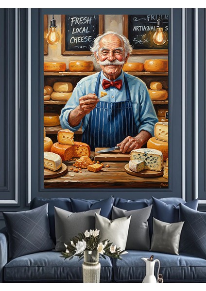 Ekmek Yapan Sevimli Fırıncı Dekoratif Kanvas - Mdf Ahşap Tablo