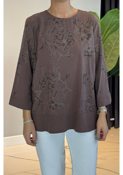 Kolye Detaylı Desenli Bluz 31532 Kahve fiyatları