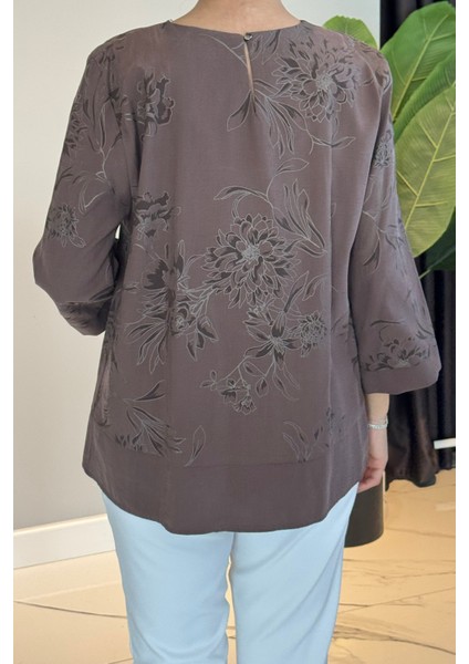 Kolye Detaylı Desenli Bluz 31532 Kahve fırsatları