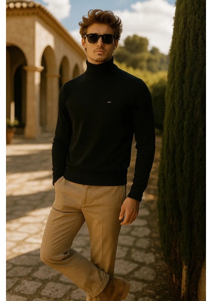 Erkek Kışlık Slim Fit Siyah Kazak modelleri