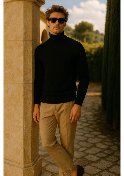 Erkek Kışlık Slim Fit Siyah Kazak fırsatları