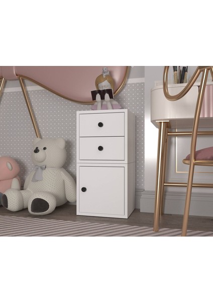 Modüler Çekmeceli Keson 2 Çekmece Kapaklı Dolap Antre Dolabı – Beyaz -NRG-KSN-1001 fiyatları