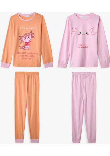 Pembe Kız Çocuk Relaxalotl 2'li Pijama Takımı