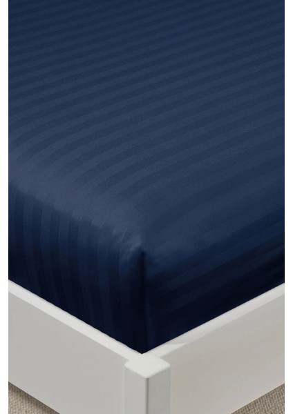 %100 Pamuk Saten Stripe Çift Kişilik Lastikli Çarşaf Takımı – 30 cm – 2 Yastık Kılıfı