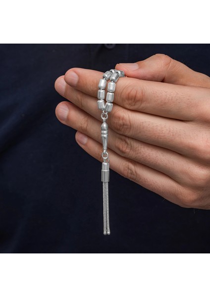 Gümüş Kapsül Kesim Çizgili Erkek Tesbih fiyatları