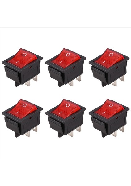 6x Kırmızı Işık Aydınlatılmış 4 Pin Dpst Açık/kapalı Rocker Savaşı 16A 20A 250V Ac (Yurt Dışından)