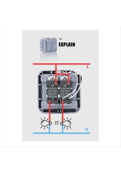 IP66 Duvar Elektrik Anahtarı 220V Işık Su Geçirmez Kapalı Güvenlik Düğmesi Pc Güçünde Fikaliye Gecesi (A) (Yurt Dışından) fiyatları
