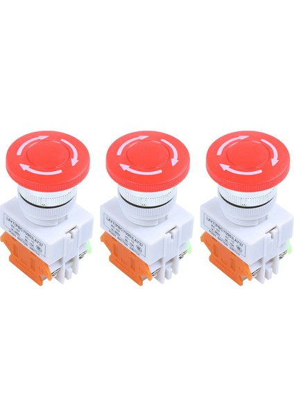 3x Kırmızı Kapağı 1no 1nc Dpst Acil Durum Push Düğme Anahtarı Ac 660V 10A (Yurt Dışından)