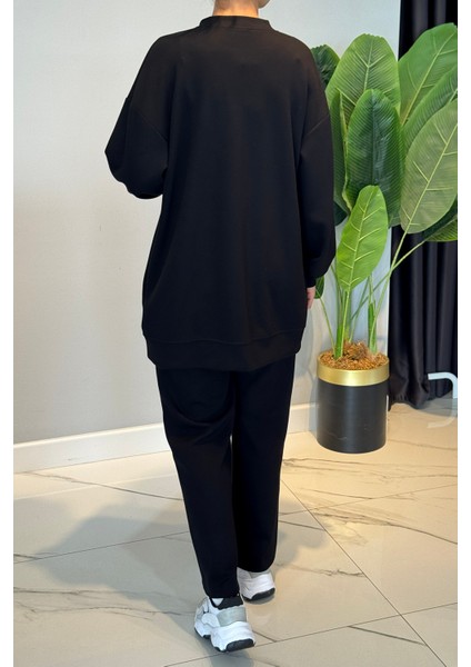 Fitilli Taş Detaylı Fermuarlı Takım 120299 Siyah modelleri