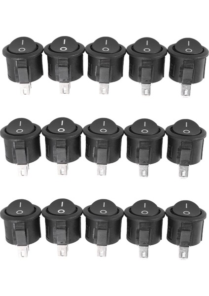 15 Pcs Spst Siyah Düğmesi Aç/kapalı Yuvarlak Rocker Anahtarı Ac 6A/125V 3A/250V (Yurt Dışından)