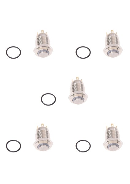 5x 3V Itme Düğmesi Anahtarı Kapı Zili Düğmesi Mavi LED 12 mm Gümüş (Yurt Dışından)
