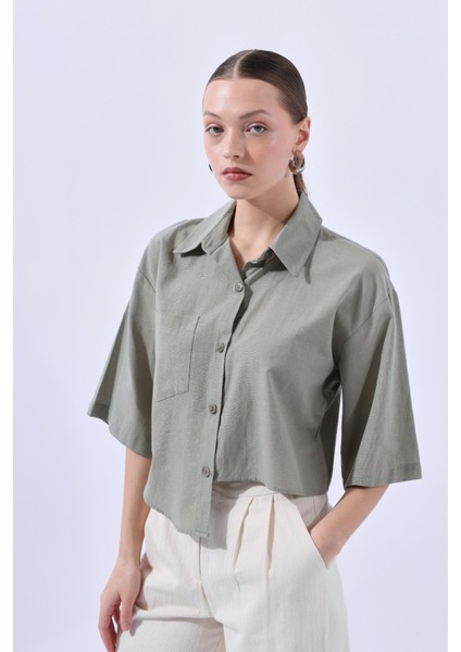 Haki Yan Detaylı Gömlek modelleri