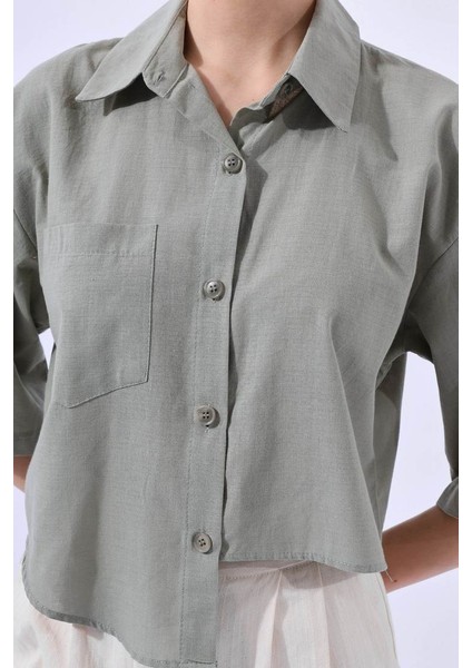 Haki Yan Detaylı Gömlek indirimleri