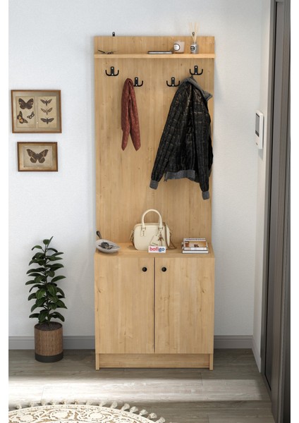 2 Kapaklı Portmanto Elbise Askılığı Vestiyer Ayakkabılık Askılık Güneş Safir Meşe fiyatları