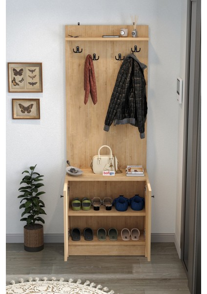 2 Kapaklı Portmanto Elbise Askılığı Vestiyer Ayakkabılık Askılık Güneş Safir Meşe modelleri