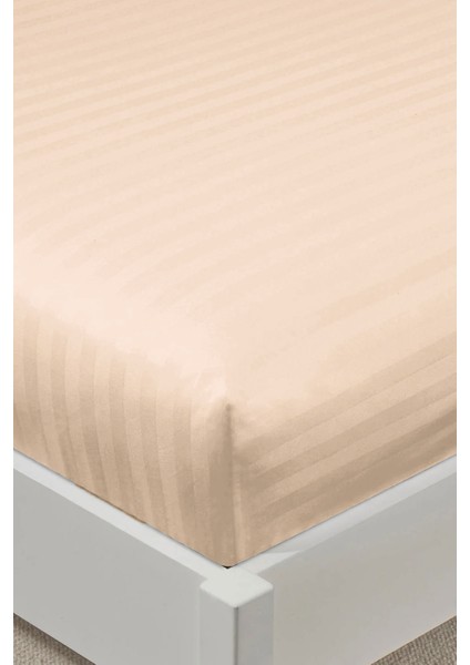 %100 Pamuk Saten Stripe Çift Kişilik Lastikli Çarşaf Takımı – 30 cm – 2 Yastık Kılıfı