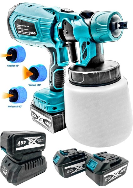 48V Çift Akülü Püskürtme Tabancası Boya ve Vernik Uygulama Aracı