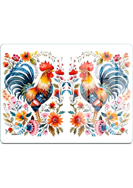 Cam Sunum Servis Tabağı 3'lü Dikdörtgen Set Balkan Horoz Desenli modelleri