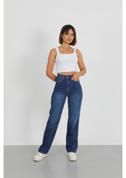 Lacivert Palazzo Pantolon