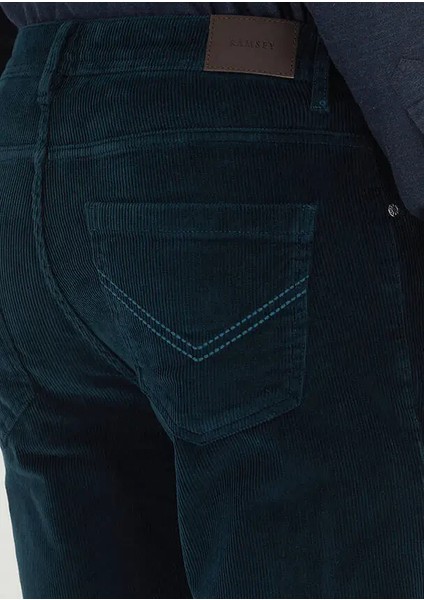 Petrol Düz Dokuma Slim Fit Kadife Casual Pamuk Karışımlı Pantolon fırsatları