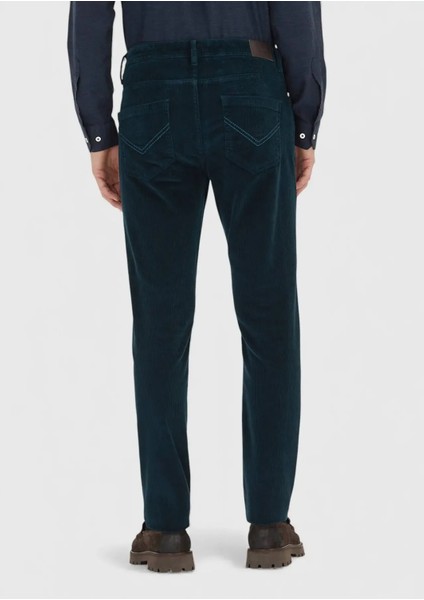 Petrol Düz Dokuma Slim Fit Kadife Casual Pamuk Karışımlı Pantolon indirimleri