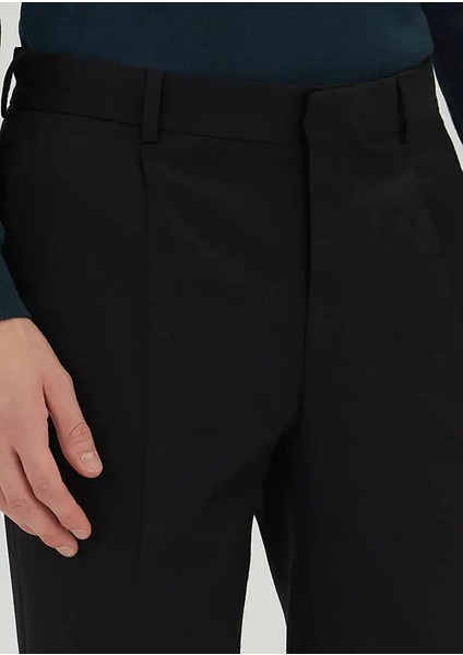 Siyah Dokuma Regular Fit Casual %100 Yün Pantolon modelleri