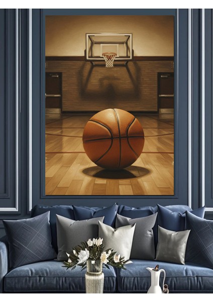 Basketbol Topu Basket Sahası Dekoratif Kanvas - Mdf Ahşap Tablo fiyatları