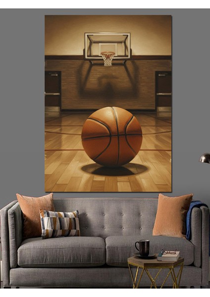 Basketbol Topu Basket Sahası Dekoratif Kanvas - Mdf Ahşap Tablo fırsatları