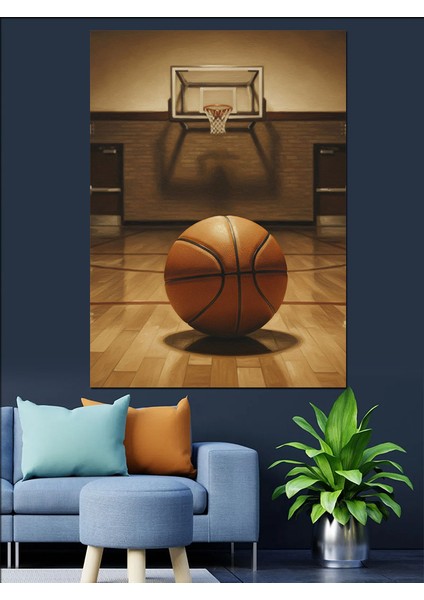 Basketbol Topu Basket Sahası Dekoratif Kanvas - Mdf Ahşap Tablo indirimleri