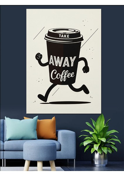 Kahve Al ve Git Slogan Dekoratif Kanvas - Mdf Ahşap Tablo fiyatları