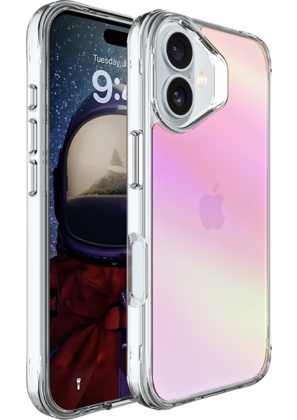 iPhone 16 Plus Pure Rainbow Renk Geçişli Şeffaf Kılıf Çizilmeye Dayanıklı Darbe Emici Pembe fiyatları