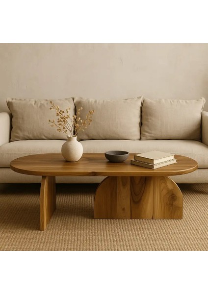 Japandi Stili Ahşap Orta Sehpa - Oturma Odası Ev Dekorasyonu