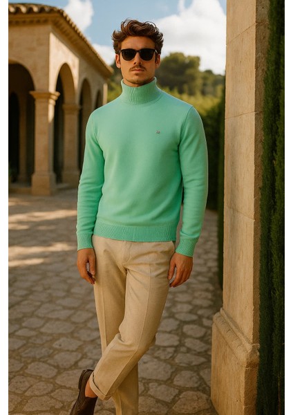 Erkek Kışlık Slim Fit Mint Kazak modelleri