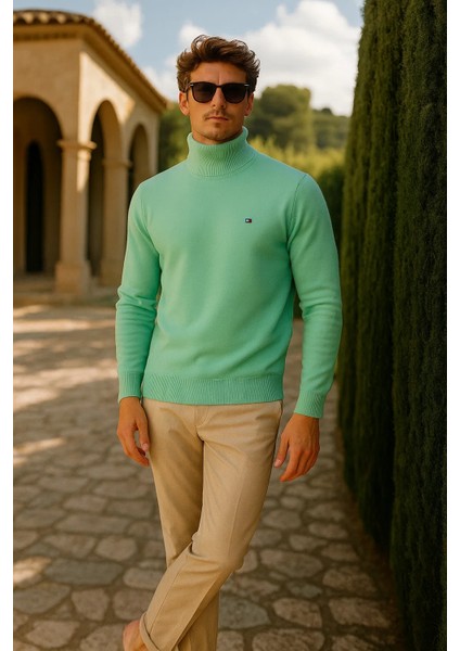 Erkek Kışlık Slim Fit Mint Kazak fırsatları