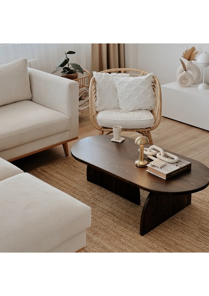 Japandi Stili Ahşap Orta Sehpa - Oturma Odası Ev Dekorasyonu