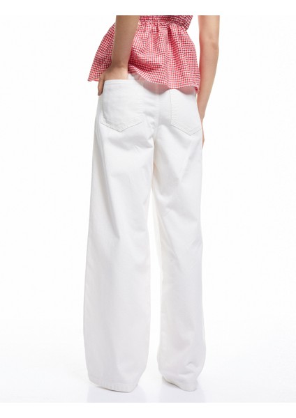 Beli Bağcıklı Pamuklu Düz Paça Cepli Pantolon - Loose Straight Fit Jeans modelleri