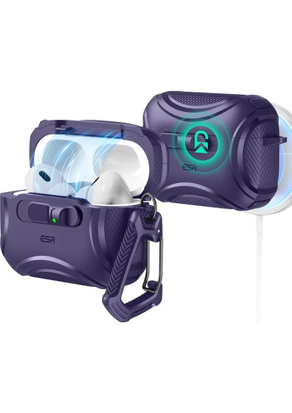 Apple Airpods Pro 3 (3.nesil) Cyber Flicklock Magsafe Şarj Destekli Kilitli Kılıf