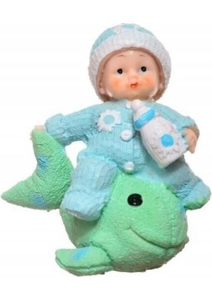 ® Decotown Hediyelik Sevimli Mavi Bebek Biblo Polyester Süs Eşyası