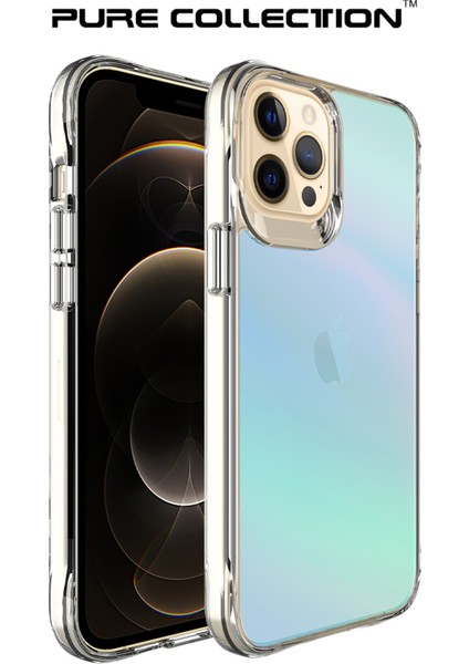 iPhone 12 Pure Rainbow Renk Geçişli Şeffaf Kılıf Çizilmeye Dayanıklı Darbe Emici Parmak Izi Önleyici Mavi fırsatları