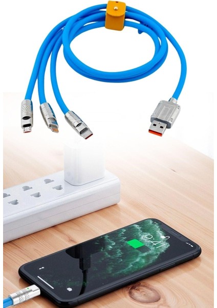 ®kutulu 3 Şarj Aleti 1 Arada Çinko Alaşım Hızlı Şarj Kablosu Mavi 3 In 1 fırsatları