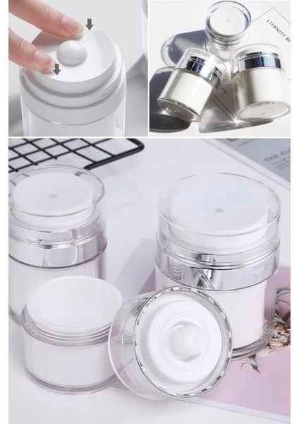 ® Hava Pompalı Doldurulabilir Vakumlu Krem,fondoten Sıvı Kozmetik Ürün Şişesi