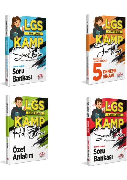 Editör 8. Sınıf 1. Dönem LGS Kampı Tüm Dersler Seti 4 Kitap Editö