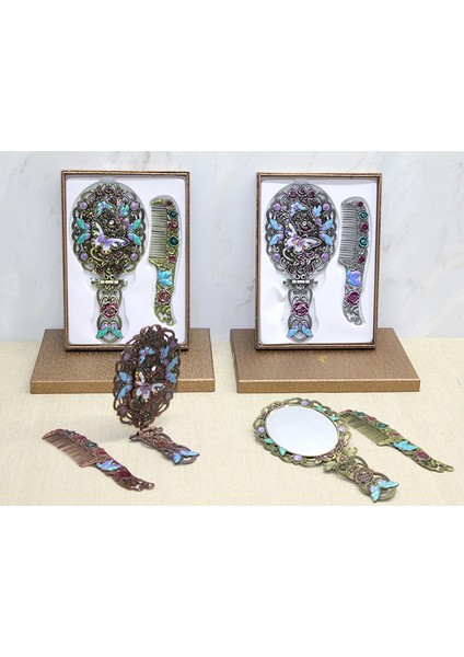 Buğz Kelebek Katlanabilir Ayna ve Tarak Seti Büyük Boy