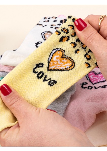 5 Çift Kalp & Leopar Desenli Bebek & Çocuk Çorabı Okul & Gündelik Çorap modelleri