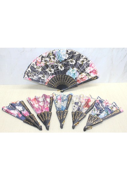 Buğz Plastik Çiçek Desenli Yelpaze