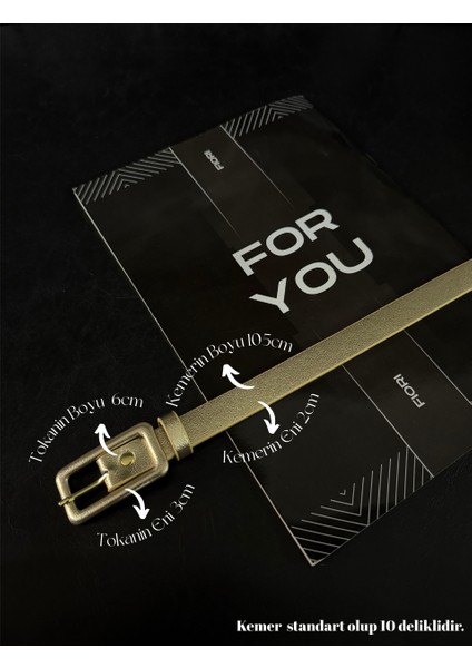 Dikdörtgen Kaplama Tokalı Ince Kadın Pantolon Kemeri, Ceket Kemeri, Gömlek Kemeri