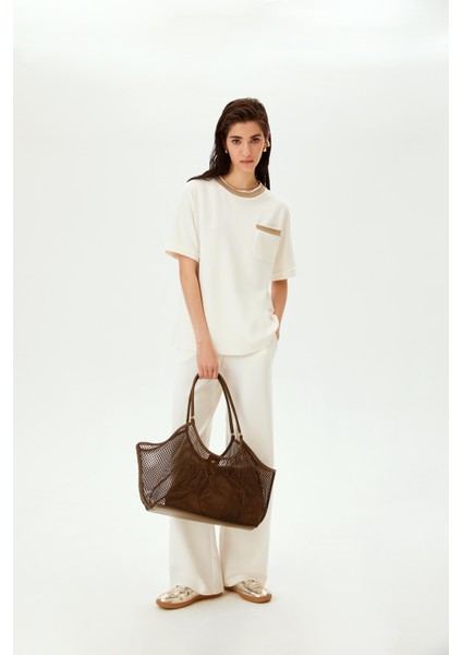 Ribana Detaylı Siyah Bisiklet Yaka Regular Örme Tişört fiyatları